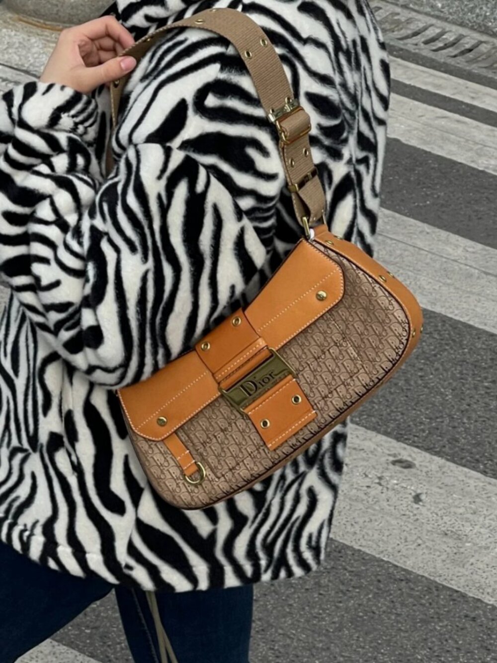Vintage DIOR Street Chic Monogram Columbus Shoulder Handbag